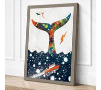 Celestial Whale Tail Eclectic Canvas Wall Art Print 30x20 Inch
