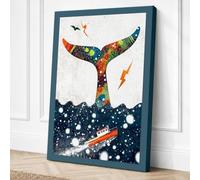 Celestial Whale Tail Eclectic Canvas Wall Art Print 30x20 Inch