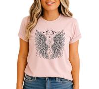 Celestial Wings Womens Graphic T-Shirt Crystal Moon Star Design Ladies Tee L (16-18)