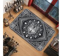 Celestial Wolf Moon Phase Art Gothic Area Rug 2' X 3' | Celestial Moon Phases, Geometric Floral Borders, Witchy Gothic Aesthetic, Mystical Animal Motif, Soft Low Pile Surface