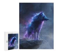 Celestial Wolf on Mountain Peak, 500 PCS Adult Wooden Jigsaw, Relaxing Home Activity, with A Decorative Finished Picture