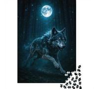 Celestial Wolf Running Under the Moonlight in Jigsaw Puzzle, 1000 Piece