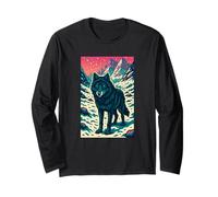 Celestial Wolf Under Starlit Peaks, Cosmic Art Long Sleeve T-Shirt