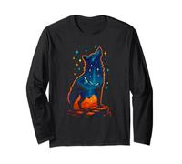 Celestial Wolf Under Starlit Peaks, Cosmic Art Long Sleeve T-Shirt