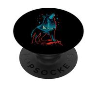 Celestial Wolf Under Starlit Peaks, Cosmic Art PopSockets Adhesive PopGrip