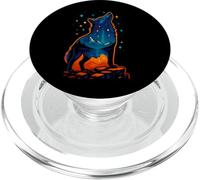 Celestial Wolf Under Starlit Peaks, Cosmic Art PopSockets PopGrip for MagSafe