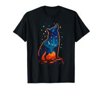Celestial Wolf Under Starlit Peaks, Cosmic Art T-Shirt
