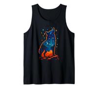 Celestial Wolf Under Starlit Peaks, Cosmic Art Tank Top