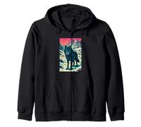 Celestial Wolf Under Starlit Peaks, Cosmic Art Zip Hoodie