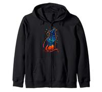 Celestial Wolf Under Starlit Peaks, Cosmic Art Zip Hoodie