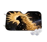 Celestial Woman Gold Black Wind Sun Shade for Car Sun Visor Foldable Vehicle Sunshade 27.5×51.2 Inch