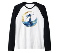 Celestial Woman Moon Stars Cosmic Silhouette Art Raglan Baseball Tee