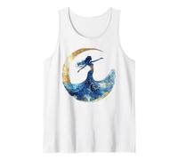 Celestial Woman Moon Stars Cosmic Silhouette Art Tank Top