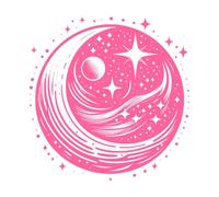Celestial yin yang and Depicting a Crescent Moon Stars and Planets in a Cosmic Circle Fine Carving Decals 42x43.1cm It Won't Fall Off Pink