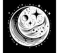 Celestial yin yang and Depicting a Crescent Moon Stars and Planets in a Cosmic Circle Fine Carving Decals 54.6x56cm Personalized Customization White