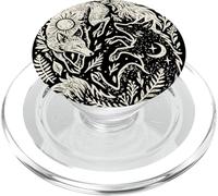 Celestial Yin-Yang Fox Sun And Moon Boho Woodland Art PopSockets PopGrip for MagSafe