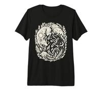 Celestial Yin-Yang Fox Sun and Moon Boho Woodland Art Premium T-Shirt