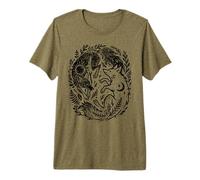 Celestial Yin-Yang Fox Sun and Moon Boho Woodland Art Premium T-Shirt