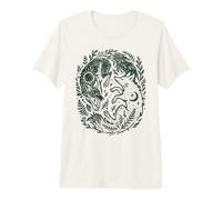 Celestial Yin-Yang Fox Sun and Moon Boho Woodland Art Premium T-Shirt