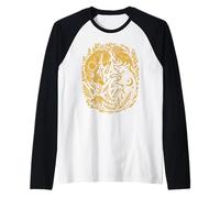 Celestial Yin-Yang Fox Sun and Moon Boho Woodland Art Raglan Baseball Tee