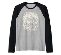 Celestial Yin-Yang Fox Sun and Moon Boho Woodland Art Raglan Baseball Tee