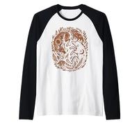 Celestial Yin-Yang Fox Sun and Moon Boho Woodland Art Raglan Baseball Tee