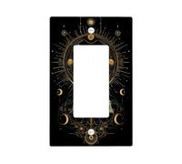 Celestial Yorkie Light Switch Cover Plate, Black and Gold Dog Design for Home Décor, Thermoplastic Wall Plates, Standard Size Single Rocker