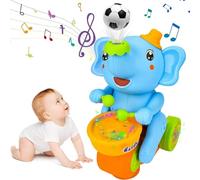 CelestiMingle Musical Walking Elephant Toy with Drumming & LED Lights, Interactive Baby Toy with Sounds, Moving Elephant Toy for Toddlers, Early Educational Toy for Boys & Girls