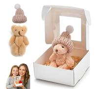CelestiMingle Worry Bear in a Box - Mini Plush Teddy Bear in Box, Worry Bears with Inspirational Card, Thinking of You Gifts,Get Well Soon Gifts, Positive Gift for Kids (B)