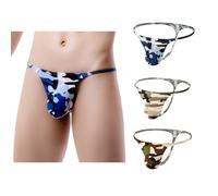 CELESTIX 3 Pcs Stunning Camo Men's Thong - Low Waist Camouflage G-String, Ultra-Slim Strap Breathable Comfort Underwear(XXL)