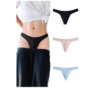 CELESTIX Men's Cotton Thong Underwear 3-Pack with 3D Pouch Support - T-Back Athletic Design for Sports Black/Blue/Pink 3 Psc(L)