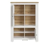 Celesto 2 Door 4 Shelves Display Cabinet with LED Lights in White and Oak