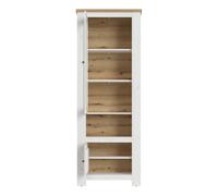 Celesto 2 Door Display Cabinet with LED Lights in White and Oak