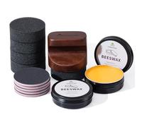 Celestree Cutting Board Oil Applicator Set, Great for Butcher Blocks Counter Tops and Wooden Utensils Wax, Wood Handle Includes Finishing Wax, Applicator Sponge and Buffing Pad (Brown)