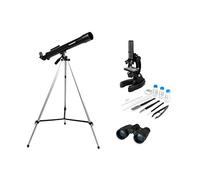 Celestron 3-Piece STEM Science Kit with Telescope, Microscope & Binoculars | Hands-on Science Education, Explore Space, Nature & Microscopic Worlds, 50mm Telescope, 4x30 Binoculars, 150x-900x Microscope