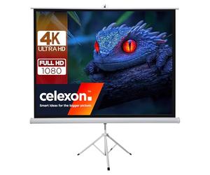 celexon basic Tripod screen 110" | 200x200cm 1:1 | Mobile transportable 4K, full HD screen | projector screen with tripod for home cinema& office presentations | Lightning-fast installation in 3 steps