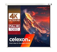 celexon Economy Manual screen 165" | 300x300 cm 1:1 | Manually extendable 4K, full HD projector screen for home cinema & office projections | wall & ceiling mounting/for hanging