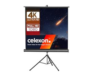 celexon Economy Tripod Projection Screen Black 135" | 244x244cm 1:1 | Portable 4K Full HD tripod screen with roll-up system for home cinema, office and outdoor use, incl. stand and handle