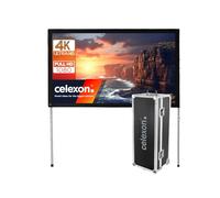 celexon portable home cinema and business folding frame screen incl. flight case Mobile Expert rear projection - 305x190 cm - 140” inch - 16:10 - Gain 1.2
