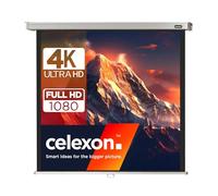 celexon Professional Manual Projection Screen 110" | 200x200cm 1:1 | Manually retractable 4K Full HD projector screen for office and home cinema, for wall or ceiling mounting