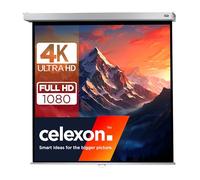 celexon Professional Plus Manual Projection Screen 110" | 200x200cm 1:1 | Manually retractable 4K Full HD screen for office presentations and home cinema, for wall or ceiling mounting