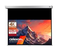 celexon Professional Plus Manual Projection Screen 70" | 160x90cm 16:9 | Manually retractable 4K Full HD screen for office presentations and home cinema, for wall or ceiling mounting