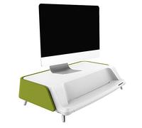 celexon Professional UV Monitor Riser ME1730 Green incl. USB Charging Port | Practical monitor or laptop stand with drawer, disinfection lamp and USB charging for ergonomic work