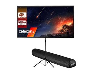 celexon Ultralightweight Tripod screen 80" | 177x100 cm 16:9 | Lightweight & small, portable 4K, Full HD projection solution for mobile home cinema & outdoor projectors | stand + transport bag