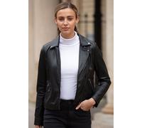 'Celia' Leather Fashion Biker Jacket Women Coat Ashwood Leather Black 10