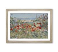 Celia Thaxters Garden by Childe Hassam Framed Print | A2 Oak Framed Wall Art | Ready to Hang | Modern Floral Picture | Living Room Bedroom Lounge Office