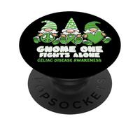 Celiac Disease Awareness Gnome One Fights Alone Wear Green PopSockets Adhesive PopGrip
