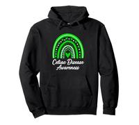Celiac Disease Awareness Green Rainbow, Gluten Intolerance Pullover Hoodie
