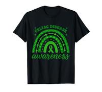 Celiac Disease Awareness Rainbow Green Ribbon Gluten Free T-Shirt