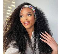 Celiarita 26" Deep Wave Headband Human Hair Wig Glueless Lace Front Wig Machine Made 150% Brazilian Density Wet and Wavy